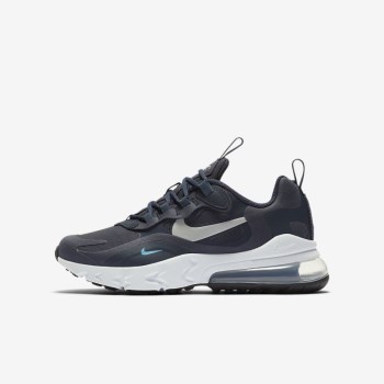 Nike Air Max 270 React - Nagyobb Gyerek Utcai Cipő - Obszidián/Kék/Fehér/Világos Szürke